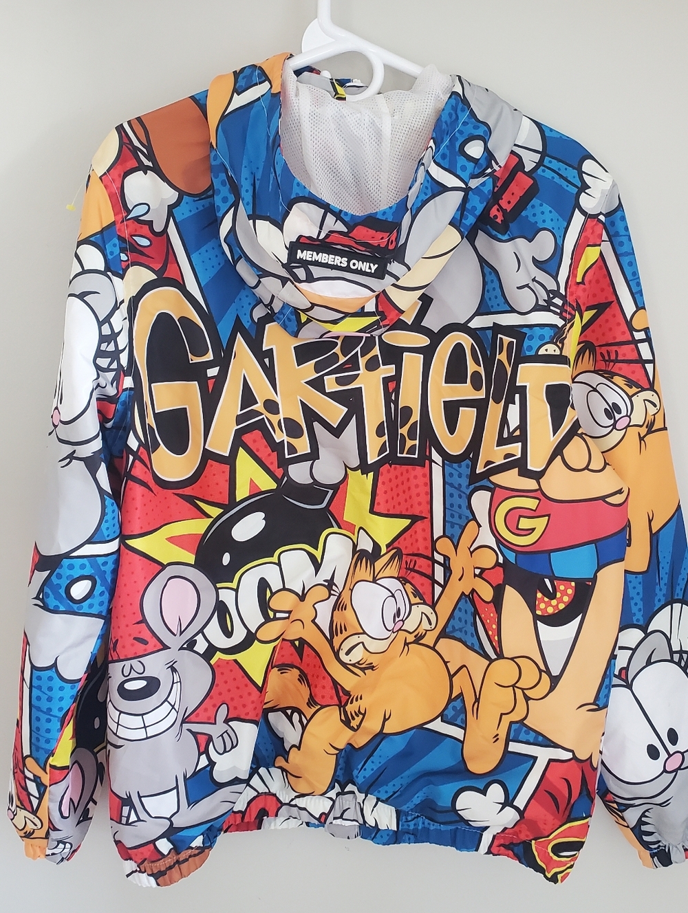 Members Only x Garfield Nickelodeon Hooded Windbreaker Lightweight Jacket Size M - Picture 3 of 6